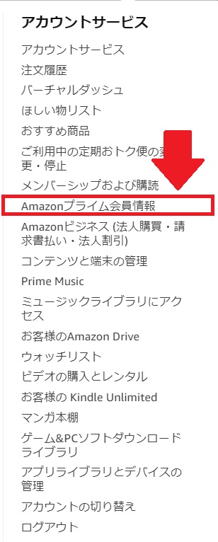 Amazonプライムビデオの解約方法、PC版